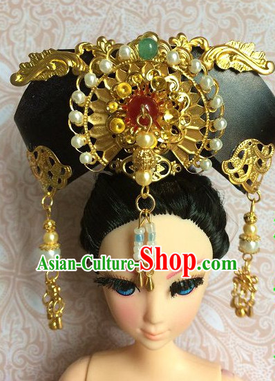 Traditional Chinese Women Qing Empress Headpiece Princess Headdress Palace Hair Decorations Royal Hair Sticks Head Gear Hair Decoration Set