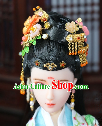 Traditional Chinese Women Qing Empress Headpiece Princess Headdress Palace Hair Decorations Royal Hair Sticks Head Gear Hair Decoration Set