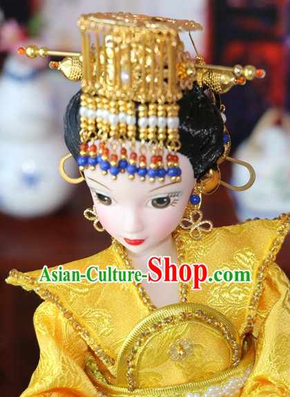 Traditional Chinese Women Qing Empress Headpiece Princess Headdress Palace Hair Decorations Royal Hair Sticks Head Gear Hair Decoration Set