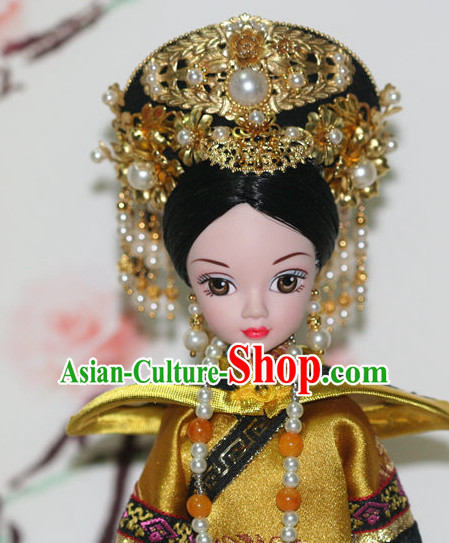 Traditional Chinese Qing Empress Headpiece Princess Headdress Palace Hair Decorations Royal Hair Sticks Head Gear Hair Decoration Set