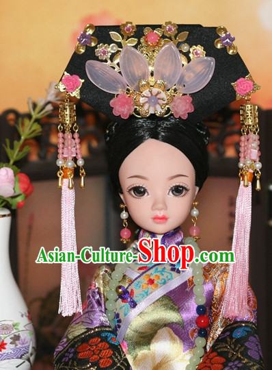 Traditional Chinese Qing Empress Headpiece Princess Headdress Palace Hair Decorations Royal Hair Sticks Head Gear Hair Decoration Set