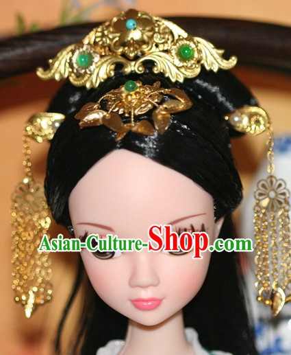 Traditional Chinese Qing Empress Headpiece Princess Headdress Palace Hair Decorations Royal Hair Sticks Head Gear Hair Decoration Set