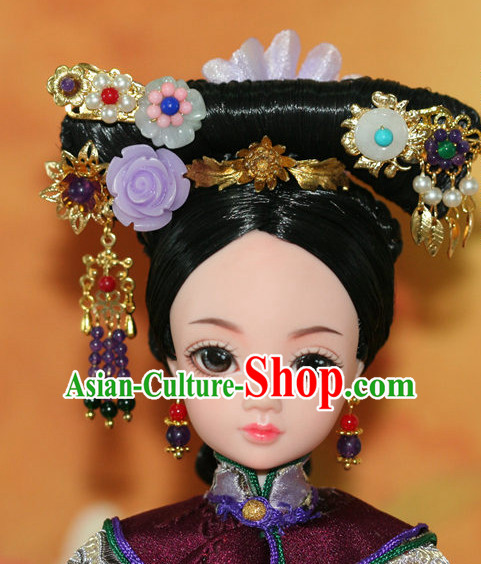 Traditional Chinese Qing Empress Headpiece Princess Headdress Palace Hair Decorations Royal Hair Sticks Head Gear Hair Decoration Set