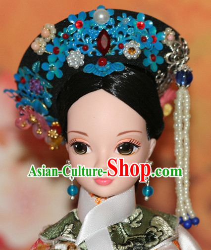 Traditional Chinese Qing Empress Headpiece Princess Headdress Palace Hair Decorations Royal Hair Sticks Head Gear Hair Decoration Set