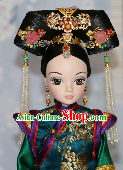 Traditional Chinese Qing Empress Headpiece Princess Headdress Palace Hair Decorations Royal Hair Sticks Head Gear Hair Decoration Set