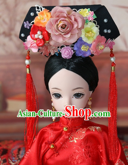 Traditional Chinese Qing Empress Headpiece Princess Headdress Palace Hair Decorations Royal Hair Sticks Head Gear Hair Decoration Set