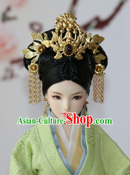 Traditional Chinese Qing Empress Headpiece Princess Headdress Palace Hair Decorations Royal Hair Sticks Head Gear Hair Decoration Set