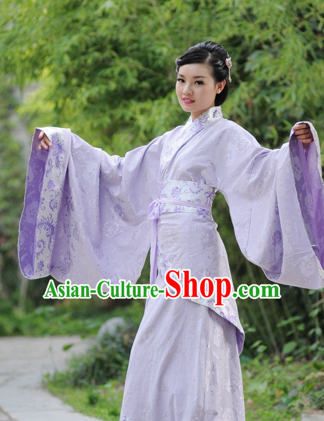 Purple Ancient Chinese Han Dynasty Dresses Hanfu Wedding Dress Hanbok Kimono Complete Set for Women