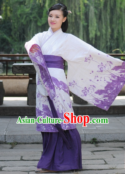 Ancient Chinese Han Dynasty Dresses Hanfu Quju Clothing Hanbok Kimono Complete Set for Women