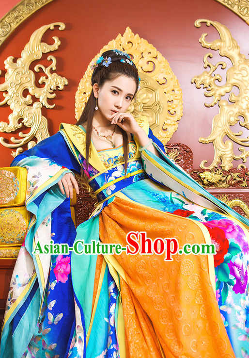 Ancient Chinese Aristocrat Clothing and Headpieces Complete Set for Women Girls