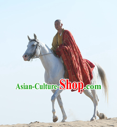 Chinese Ancient Tang Seng Monk Clothing Costumes Complete Set for Men