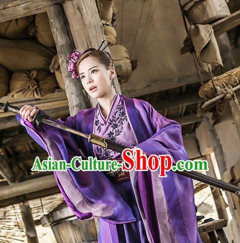 Chinese Ancient Swordswoman Clothing Costumes Complete Set for Women