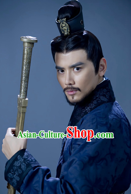 Ancient Chinese Superhero General Hair Hat Wig Hair Accessories Headpiece Headdress for Men