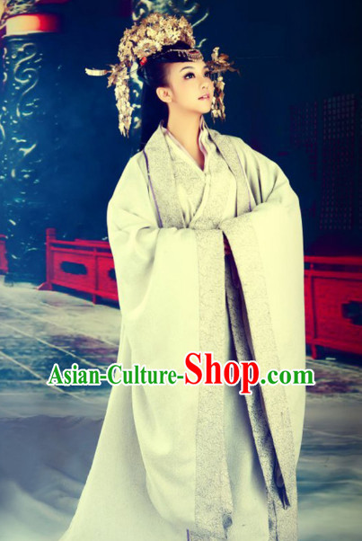 Chinese Classical Princess Hanfu Clothes Costumes Clothing and Headpieces Complete Set for Women