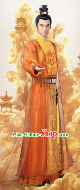 Ancient Chinese Royal Highess Imperial Prince Clothes Costumes Clothing and Hair Accessories Complete Set for Men