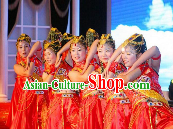 Traditional Chinese Yangge, Fan Dancing Wholesale Costume, Folk Dance Yangko Costume, Traditional Chinese Tibetan Nationality Dancewear for Women
