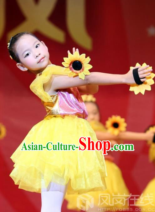 Traditional Chinese Yangge, Children Kindergarten Fan Dancing Wholesale Costume, Folk Dance Yangko Costume Dancewear for Kids