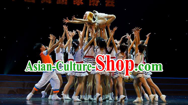 Traditional Chinese Yangge, Children Kindergarten Fan Dancing Wholesale Costume, Folk Dance Yangko Costume Dancewear for Kids