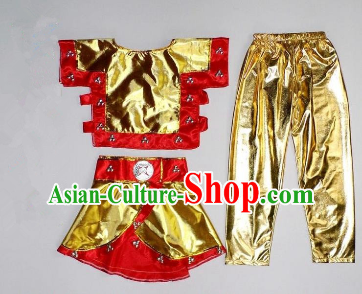 Traditional Chinese Yangge, Children Kindergarten Fan Dancing Wholesale Monkey Son Wukong Costume, Folk Dance Yangko Costume, Traditional Chinese Son Goku Dancewear for Kids