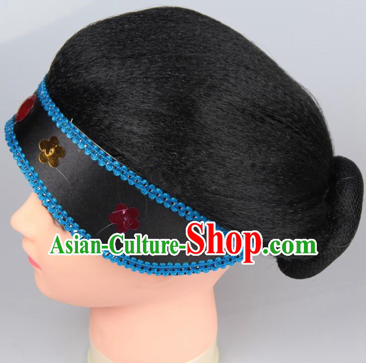 Chinese Ancient Opera Old Women Long Wig Set, Traditional Chinese Han Dynasty Hats Wig Hoods for Women