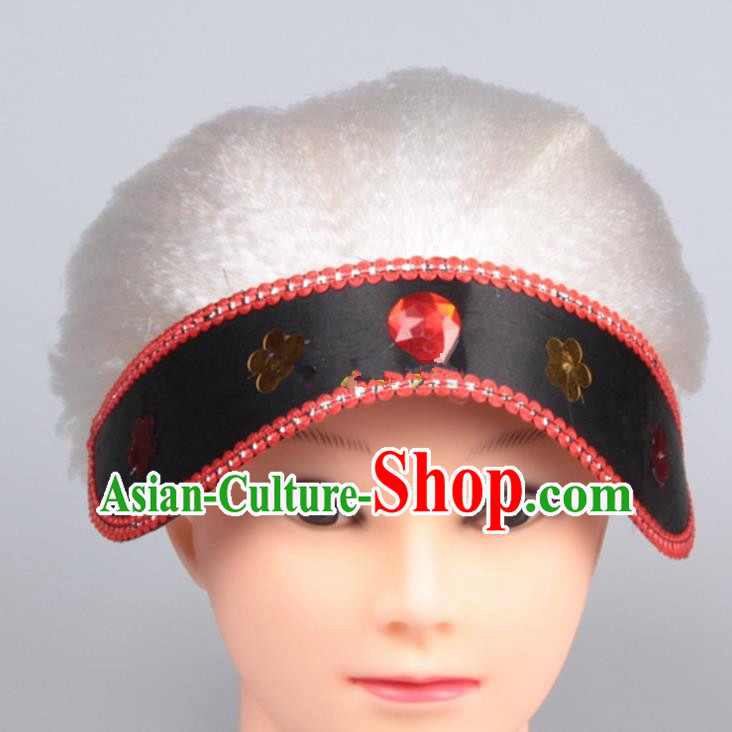 Chinese Ancient Opera Old Women Long Wig Set, Traditional Chinese Han Dynasty Hats Wig Hoods for Women