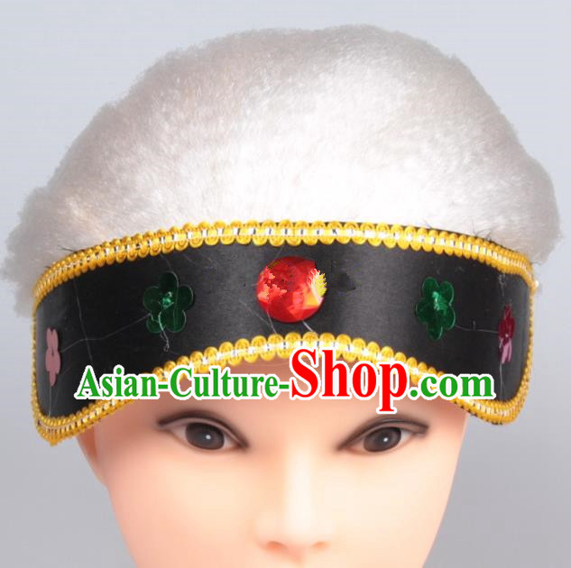 Chinese Ancient Opera Old Women Long Wig Set, Traditional Chinese Han Dynasty Hats Wig Hoods for Women