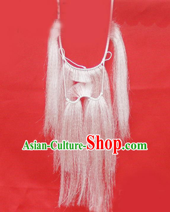 Chinese Ancient Opera Old Men Long Wig Beard, Traditional Chinese Beijing Opera Props Mustache