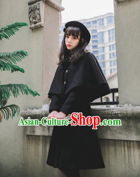 Traditional Classic Women Clothing, Traditional Classic British Restoring Ancient Ways Cape Coat Woolen Dust Coat for Women