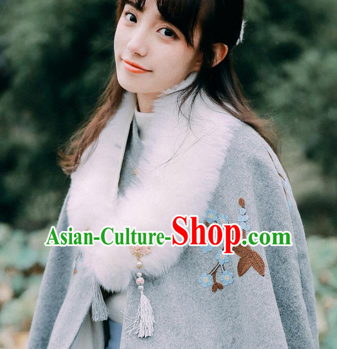 Traditional Classic Women Clothing, Traditional Chinese Classic Hanfu Fur Collar Shawl for Women