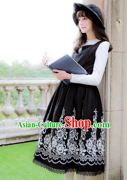 Traditional Classic Women Clothing, Traditional Classic Woolen Embroidered One-piece Dress, British Restoring Ancient Vest Wool Embroidered Long Skirt for Women