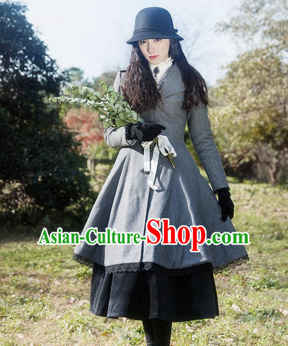 Traditional Classic Women Clothing, Traditional Classic Woolen Coat, British Restoring Ancient Wool Dust Coat for Women