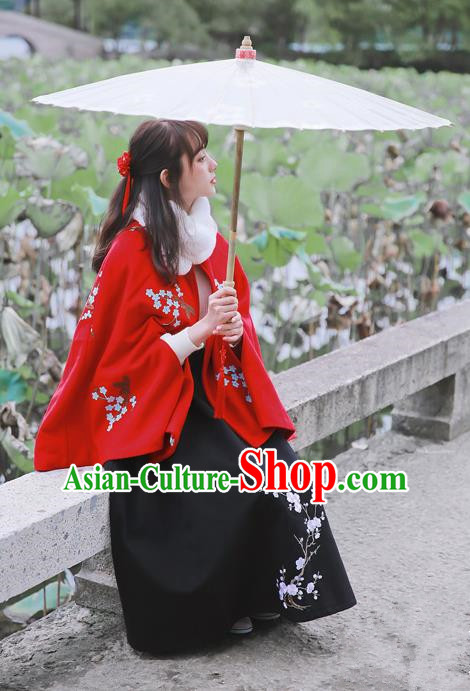 Traditional Classic Women Clothing Embroidered Cloak, Traditional Classic Chinese Restoring Ancient Hanfu Cape for Women