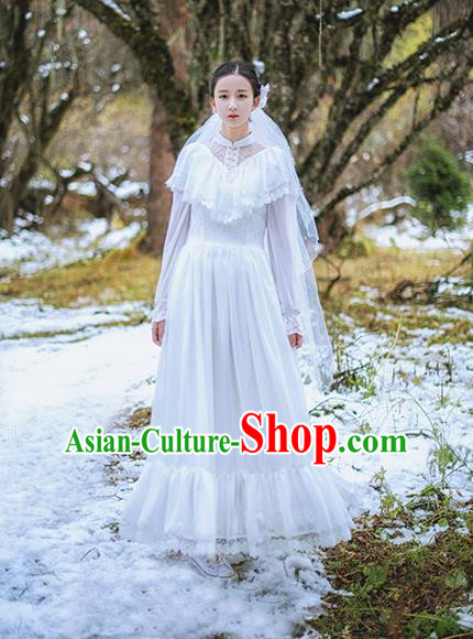 Traditional Classic Women Clothing, Traditional Classic Palace Lace Long-Sleeved Dress Long Skirts for Women