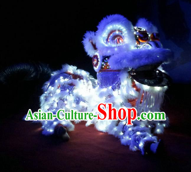 World Lion Dance Competition Red Fur Hoksan Lion Head Adult Size Costumes Complete Set, Led Light Lion Dance Costume for Men