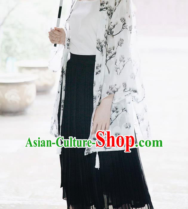 Traditional Japanese Restoring Ancient Kimono Costume, China Kimono Pleated Skirt Chiffon Long Dress for Women