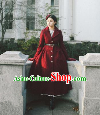 Traditional Classic Elegant Women Costume Woolen Coat, Restoring Ancient Gothic Princess Dust Coat for Women