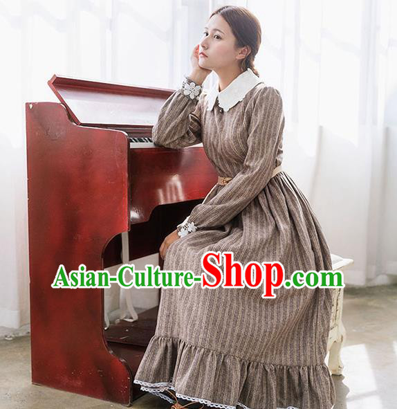 Traditional Classic Elegant Women Costume Woolen One-Piece Dress, Restoring Ancient Princess Wool Giant Swing Long Skirt for Women