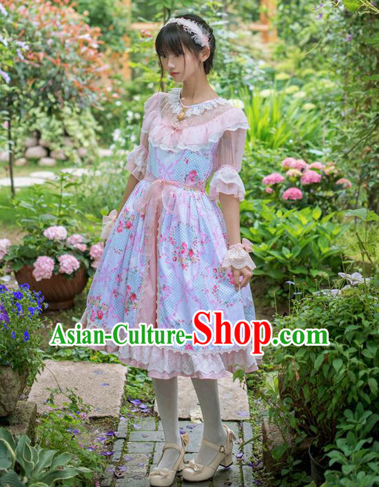 Traditional Classic Elegant Women Costume Lace Embroidery One-Piece Dress, Restoring Ancient Princess Three-Dimensional Plate Flowers Giant Swing Skirt for Women