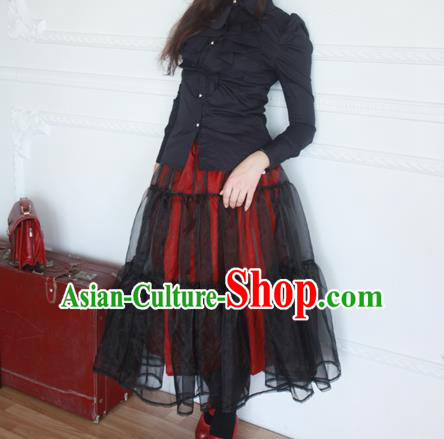 Traditional Classic Elegant Women Costume Organdy Half Skirt, Restoring Ancient Princess Gothic Organza Dress for Women