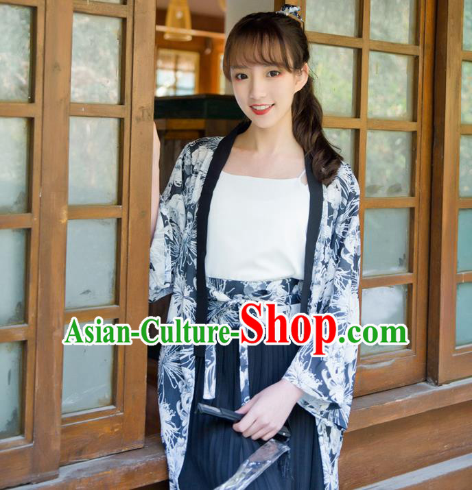 Traditional Japanese Restoring Ancient Kimono Costume Haori Smock, China Kimono Modified Double Size Long Cardigan for Women