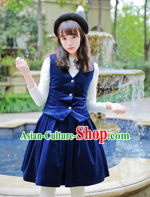 Traditional Classic Elegant Women Velvet Costume Complete Set, British Restoring Ancient Princess Velvet Vest and Skirt Outfit for Women