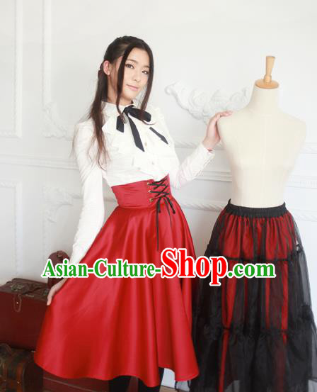 Traditional Classic Elegant Women Costume Fishbone Bust Skirt, Restoring Ancient Princess Drawnstring Gothic Giant Swing Skirt for Women