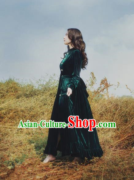 Traditional Classic Elegant Women Costume Palace Velvet One-Piece Dress, Restoring Ancient Princess Royal Long Dress for Women