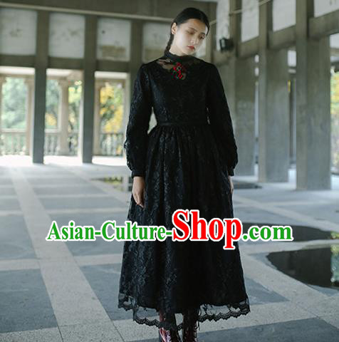 Traditional Classic Elegant Women Costume Palace One-Piece Dress, Restoring Ancient Gothic Princess Royal Lace Long Dress for Women