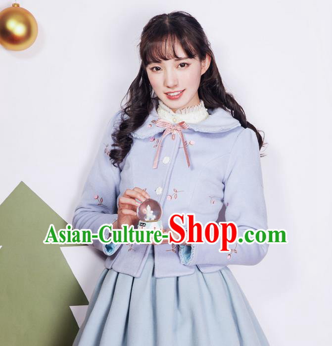 Traditional Classic Elegant Women Costume Palace Woolen Jacket, Restoring Ancient Princess Wool Sweet Short Coat for Women