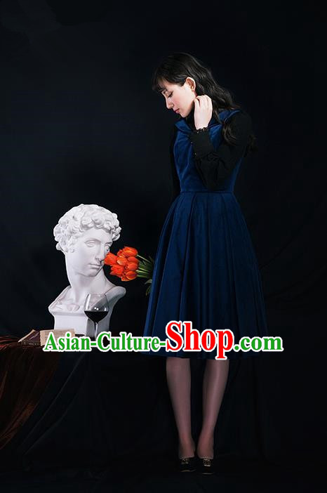 Traditional Classic Elegant Women Costume Velvet One-Piece Dress, Restoring Ancient Princess Velvet Long Skirt for Women