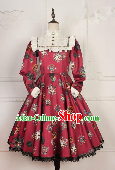 Traditional Classic Elegant Women Costume One-Piece Dress, British Restoring Ancient Princess Gothic Dress for Women