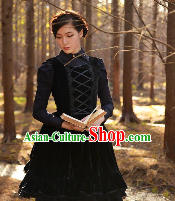 Traditional Classic Elegant Women Costume Palace Pleuche One-Piece Dress, Restoring Ancient Princess Royal Pleuche Dress for Women