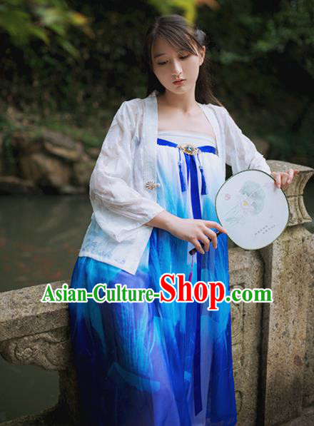 Traditional Classic Chinese Elegant Women Costume Hanfu Smock, Restoring Ancient Han Dynasty Shadow Short Cardigan for Women