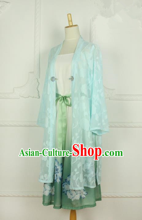 Traditional Classic Chinese Elegant Women Costume Hanfu Smock, Restoring Ancient Han Dynasty Shadow Short Cardigan for Women
